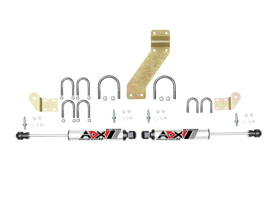 2266 – SKYJACKER Steering Stabilizer, Dual Silver Shock Body With Brackets Set Of 2